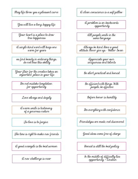 Free Printable Fortune Cookie Messages